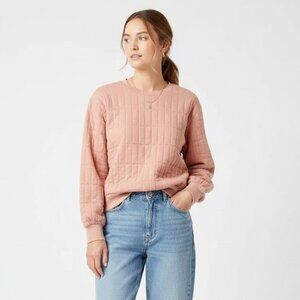 Universal Thread Pink Quilted Sweatshirt | Cozy Crewneck Pullover | Size M
